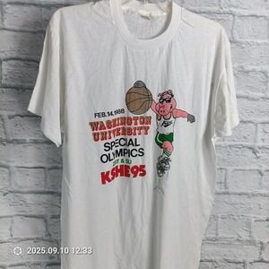 Vintage KSHE 95 Shirt Mens XL White Washington University Special Olympics 80s